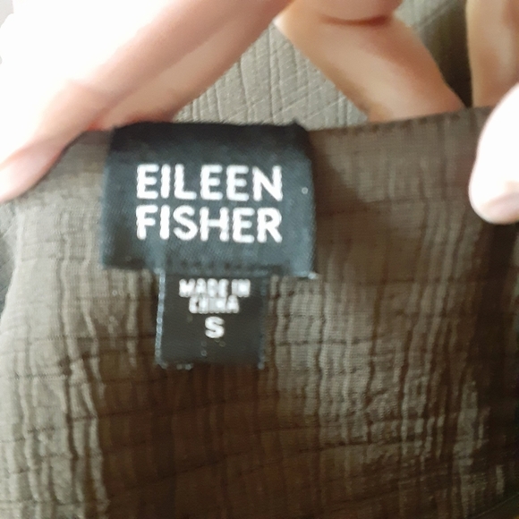 EILEEN FISHER Silk Textured Olive Green Blazer Size Small - Picture 12 of 15